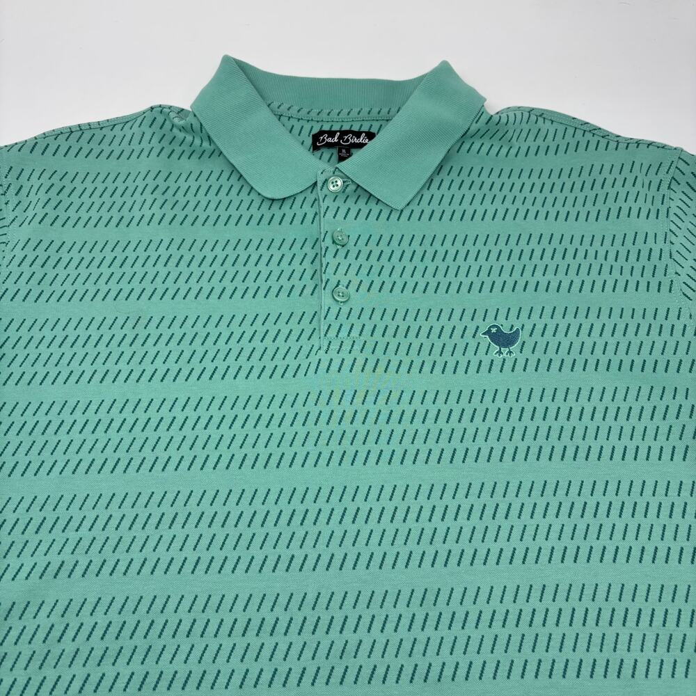Bad Birdie Mens XL Green Patterned Short Sleeve Polo Shirt